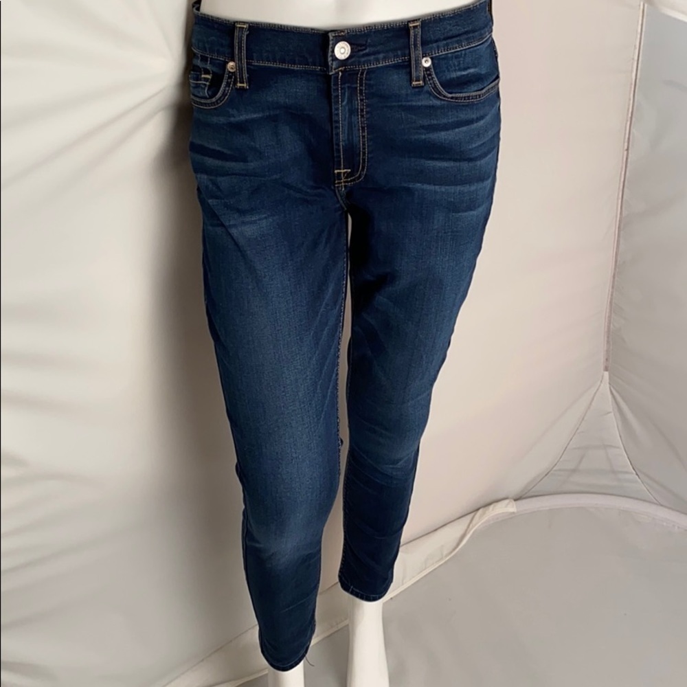 7 for all Mankind the ankle skinny blue jeans 30